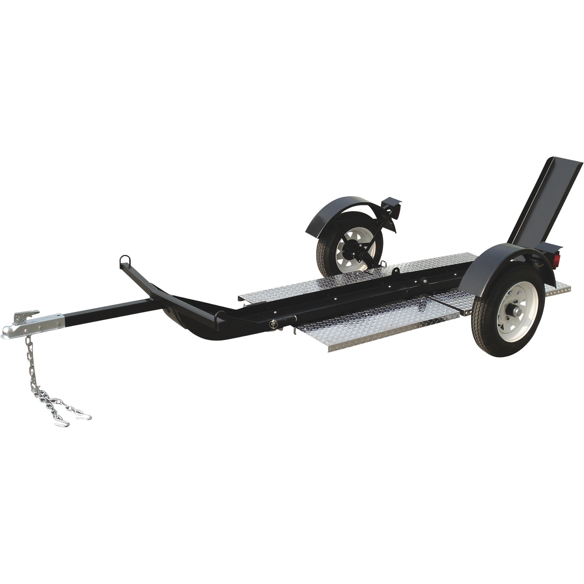 Ultra-Tow Single-Rail Folding Motorcycle Trailer — Steel Frame with Diamond Plate, 700-Lb. Load Capacity